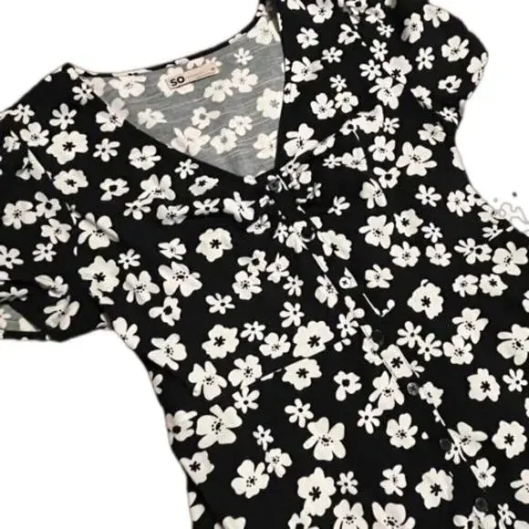 SO floral v-neck button front daisy 90s girly dress y2k coquette sz medium nwt - Picture 6 of 9